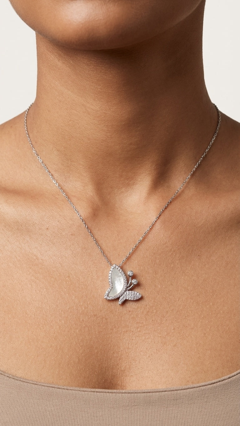 FLYING BUTTERFLY PENDENT WITH CHAIN